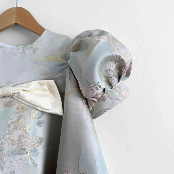 NWT Pretty Girls Fine Jacquard Celebration Dress Elegant Floral Grey & Gold 2T - Picture 4 of 4